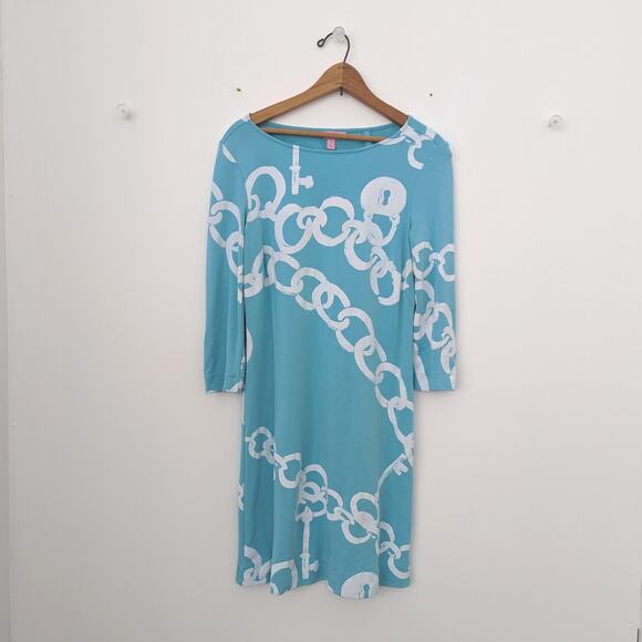 Lilly Pulitzer Dress Women's Size Small Blue Chain Jonah Blue Posh Ponte - Picture 1 of 8